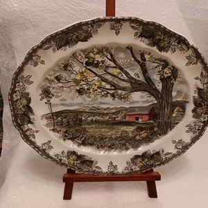 Vintage 1950s Johnson Bros Friendly Village serving platter "Harvest Time"